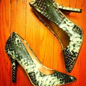 Faux Snakeskin Pumps